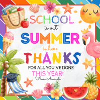 White Joyful End of School Year Celebration Square template
