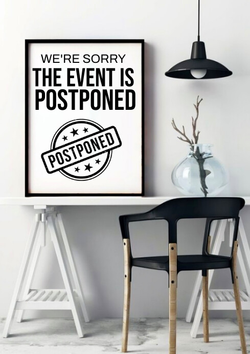 Example Postpone Poster Copy of White Joyful Event Is Postponed A4 | PosterMyWall