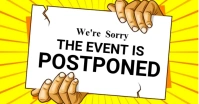 White Joyful Event Is Postponed Facebook Shar template