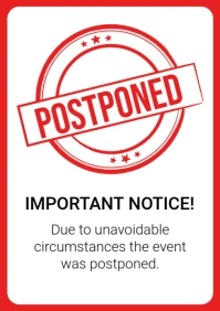 White Joyful Event Postponed A4 template