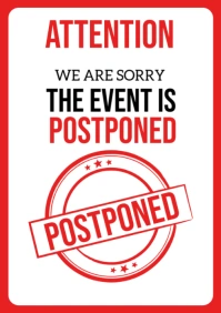 White Joyful Event Postponed A4 template