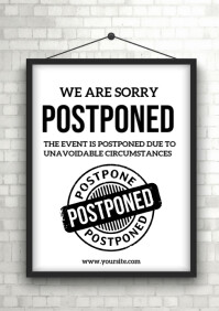 White Joyful Event Postponed A4 template