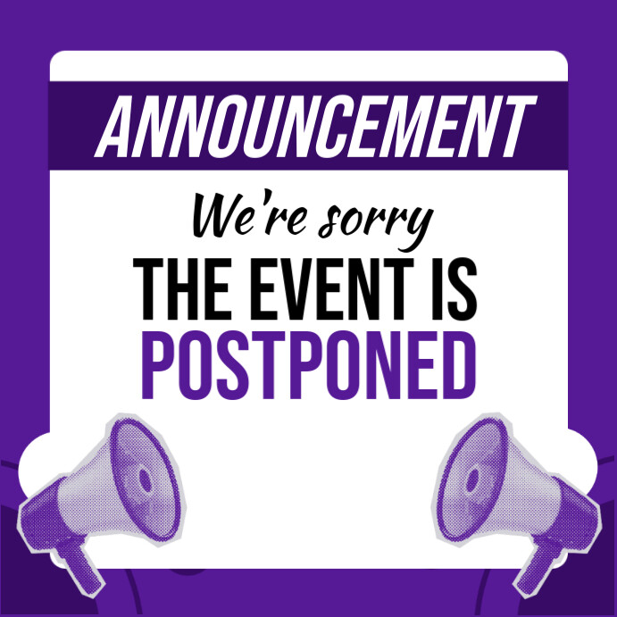 Postpone Event Example White Joyful Event Postponed Instagram Post Template | PosterMyWall