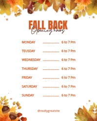 White Joyful Fall Back Opening Hours  Instagram Portrait template