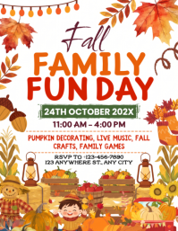 White Fall Family Fun Day Flyer Template