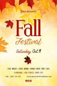 White Joyful Fall Festival Flyer Poster template