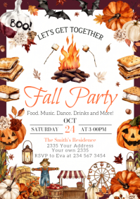 White Fall Party A4 Template