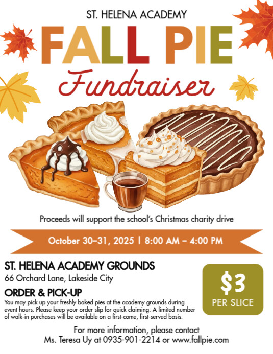 Copy of White Joyful Fall Pie Fundraiser Flyer (us Letter) | PosterMyWall