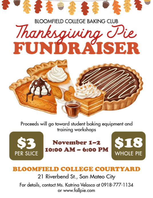 Copy of White Joyful Fall Pie Fundraiser Flyer (us Letter) | PosterMyWall