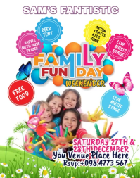 White Joyful Family Fun Day Poster/wallboard template