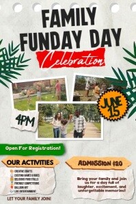 White Joyful Family Funday Flyer Template Poster