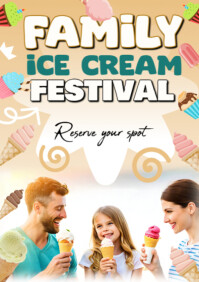 White Joyful Family Ice Cream Festival  A2 template