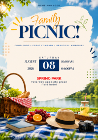 White Family Picnic A4 Template