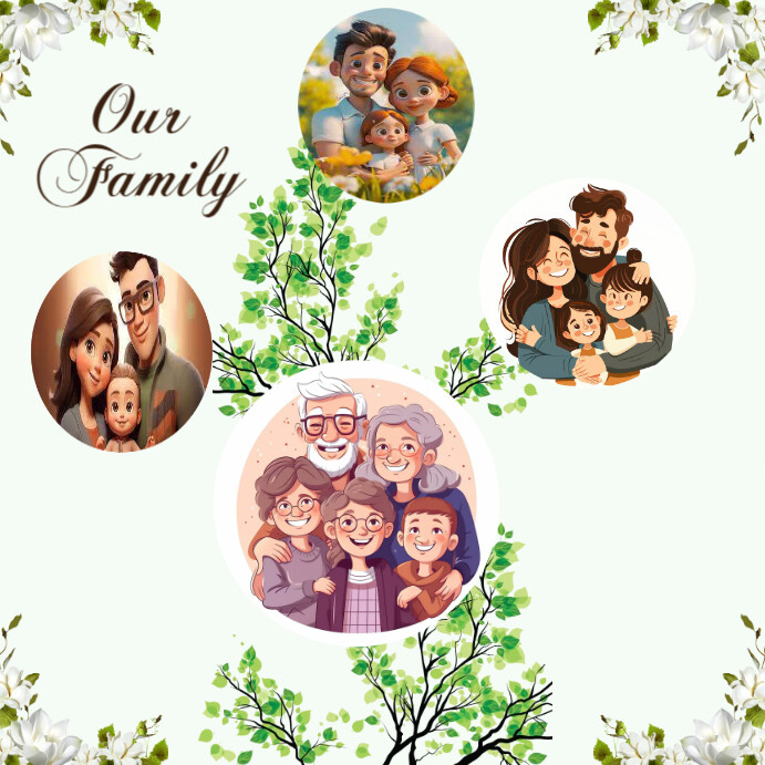 White Joyful Family Tree Instagram Post Template | PosterMyWall