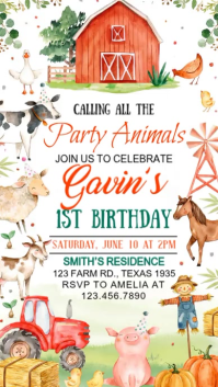 White Farm-themed Birthday Party เรื่องราวบน Instagram Template