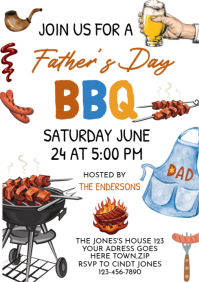 White Joyful Father's Day BBQ A4 template
