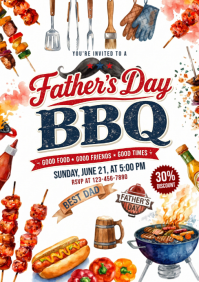 White Joyful Father's Day BBQ A5 template