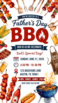 White Joyful Father's Day BBQ Instagram Story template