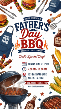 White Joyful Father's Day BBQ Instagram Story template