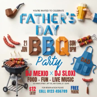White Joyful Father's Day BBQ Party Square Video Kvadrat (1:1) template