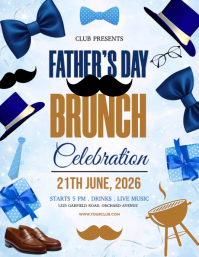 White Joyful Father's Day Brunch Flyer Løbeseddel (US Letter) template
