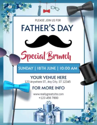 White Joyful Father's Day Brunch invitation Flyer Video Iflaya (Incwadi ye-US) template
