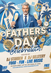 White Joyful Father's Day Celebration A4 template