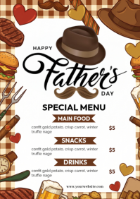 White Joyful Father's Day Menu A5 template