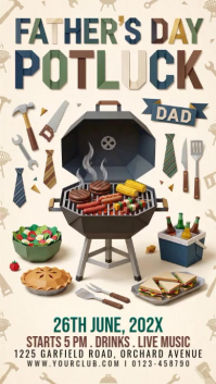 White Joyful Father's Day Potluck Instagram Story Video template
