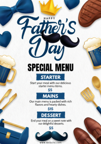White Joyful Father's Day Special Menu A4 template