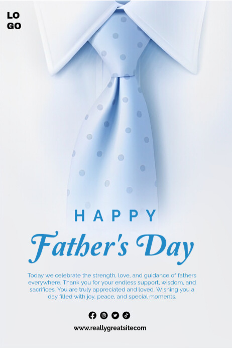 White Joyful Father's Day Wishes Poster template