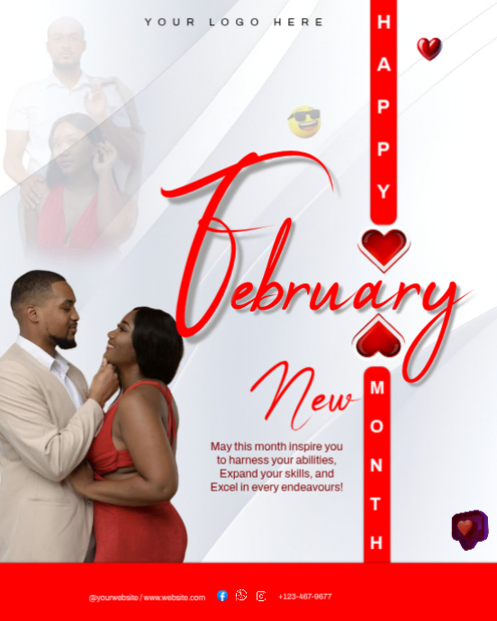 White Joyful February Instagram Portrait Template | PosterMyWall