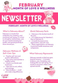 White Joyful February Newsletter  A4 template