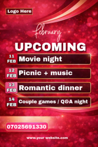 White Joyful February Upcoming Events  Pinterest Graphic template