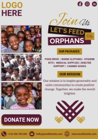 White Joyful Feed The Orphans A4 template