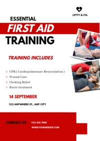 White Joyful First Aid Training Flyer  A4 template