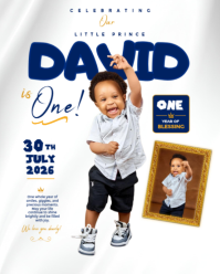 White First Birthday Celebration Instagram Portrait Template