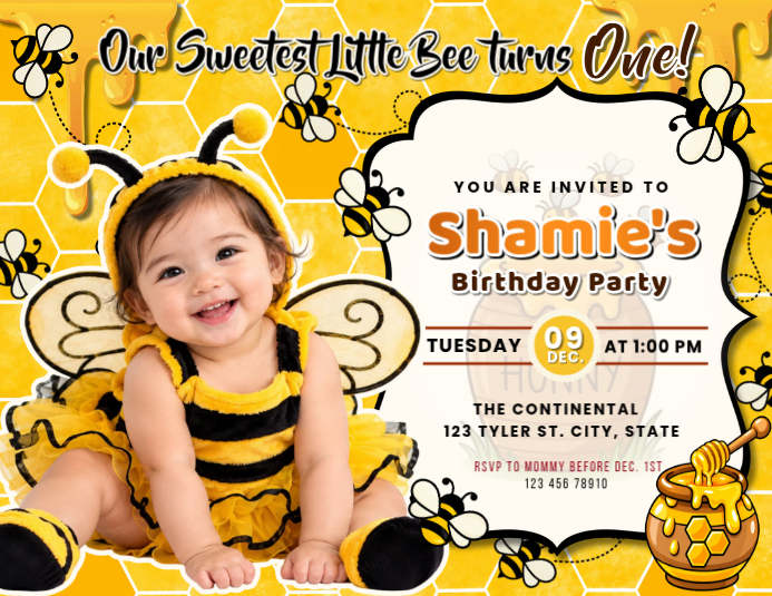 White Joyful First Birthday Invitation Flyer Template | PosterMyWall