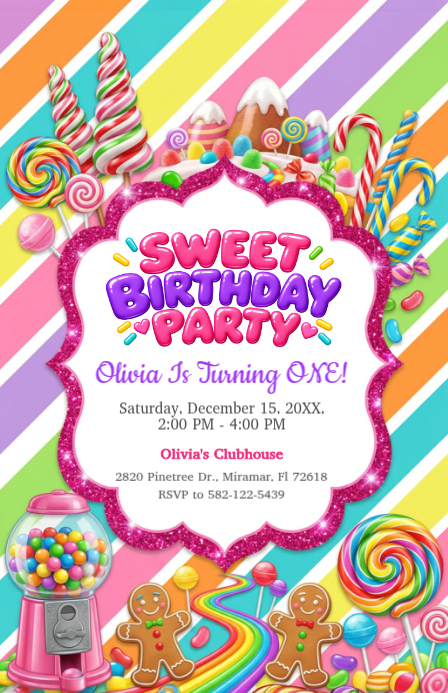 Plantilla de White Joyful First Birthday Party Invitation Tabloid ...