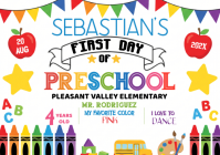White First Day of Preschool A4 Template