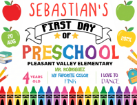 Blanco First Day of Preschool Volante Template