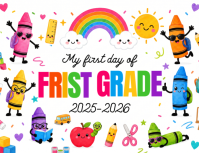 白色 First Day of School Рекламная листовка Template