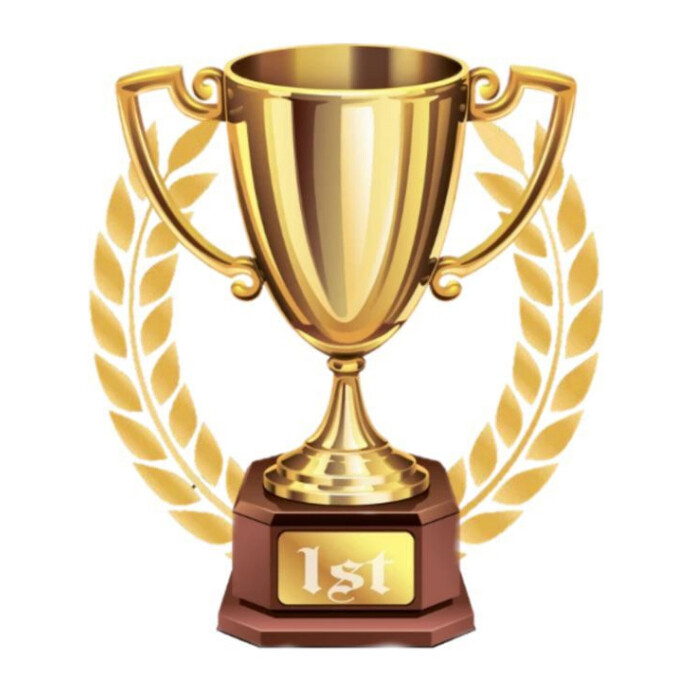 White Joyful First Place Trophy Instagram Post Template | PosterMyWall