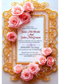 White Joyful Floral Wedding Invitation Card A6 Template | PosterMyWall