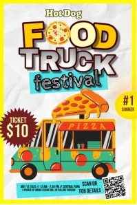 White Joyful Food Truck Festival Poster template