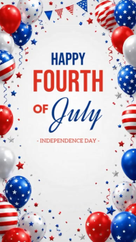 White Joyful Fourth of July Celebration Instagram Story Video Instagram-verhaal template
