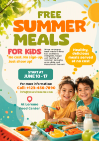 Белый Free Summer Meals for Kids A4 Template