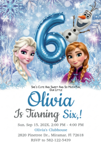 White Joyful Frozen Birthday Invitation A2 template