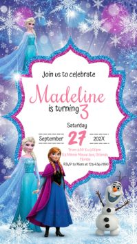 White Joyful Frozen Birthday Invitation Instagram Story template