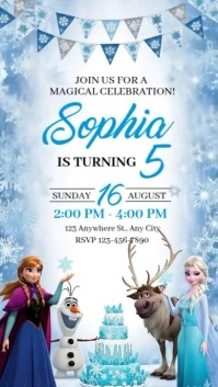 White Joyful Frozen Birthday Invitation Instagram Story template